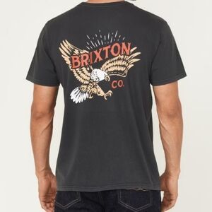 BRIXTON KELLER NWOT Black Vintage Wash Eagle Design Standard T-Shirt 100% Cotton